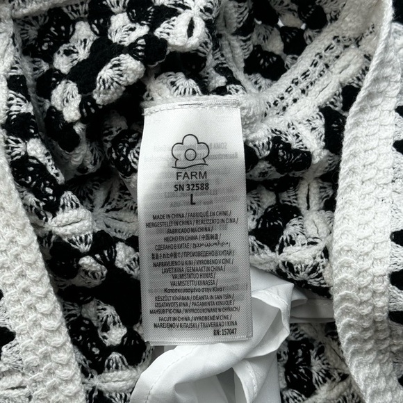 🆕 FARM Rio 🧿 NWT Patch Crochet Black & White Monochrome Mini Dress - Size L - Picture 14 of 16